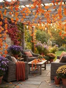12/6/1pc-Autumn Maple Leaf Hanging Decor, Maple Leaf Decorative Pendant, Hanging Vine Decoration, Artificial Autumn Maple Leaf Decoration, Suitable For Home, Wedding, Fireplace, Party And Other Occasions Thanksgiving Decoration, Also Suitable For Halloween, Harvest Festival, Christmas Party Table Decoration, Home Decor, Yard Autumn Decoration, Etc. - Multicolor - View 3