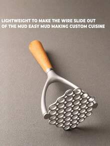 1pc Manual Potato Masher With Wooden Handle, Heavy-Duty Pressing Tool, Can Produce Smooth And Fluffy Mashed Potatoes, Kitchen Essential, Suitable For Home Cooking And Holiday Meals - Multicolor - View 6