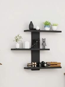 1pc Wall-Mounted Storage Shelf Decor Small Display Rack, Wall-Hanging Organizer Shelf, Minimalist Modern Wall Shelf For Home Bedroom - Black - View 7