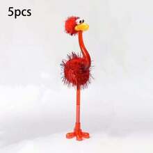 5支可愛毛絨鴕鳥圓珠筆，趣味紓壓卡通鳥筆，學生文具禮品，桌面裝飾，開學文具 - 鴕鳥原子筆 - 查看 8
