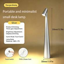 1 pieza/2 piezas Lámpara de escritorio alta con carga inalámbrica LED, control táctil con 3 niveles de intensidad, luz nocturna portátil de metal mate, adecuada para dormitorio y estudio - Multicolor - Ver 16