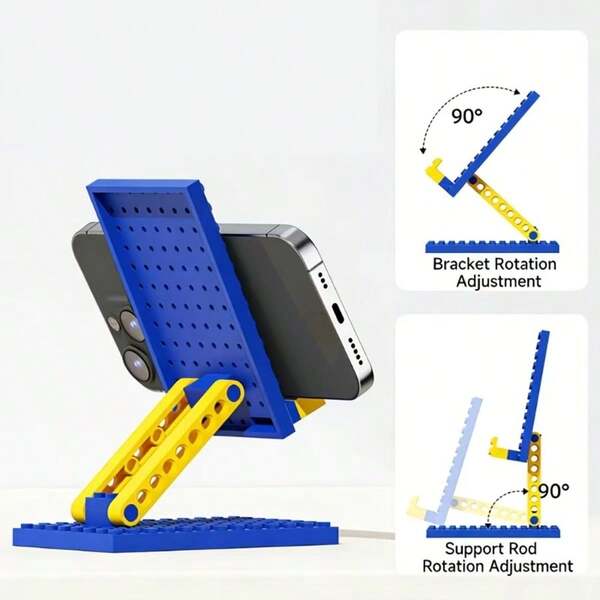 (BABY STORY) Phone Stand Desktop Folding Slouchy Phone Holder Original Cartoon Building Block Creative Design Phone Holder Phone Tablet Stand Portable Foldable College Student Dorm Creative Supplies