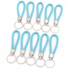 10pcs/Pack PU Braided Keychain 11.5cm Zinc Alloy Hook Simple Colorful Dopamine Leather Rope Pendant Keychain DIY Pendant Phone Lanyard Accessory - Woven Keychain - View 16