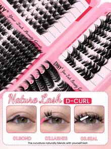 Eimny 384pcs Eyelash Cluster Set, 4 Styles Of Fluffy Lightweight Single Cluster False Eyelashes, Includes Adhesive, Sealer, Tweezers And Brush, Reusable Voluminous Lashes, Suitable For Daily Wear, Party, Date Night, Easy For Beginners And Makeup Enthusiasts - Multicolor - View 5
