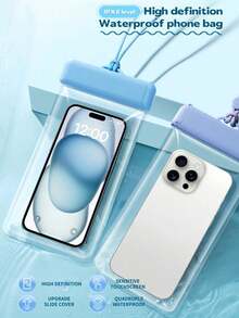 Waterproof Phone Pouch, Rainproof Sealed Bag, Diving Waterproof Phone Case - With Lanyard, Rafting/Swimming/Beach Essential, Suitable For Android And Apple Models Under 9.45 Inches - Multicolor - View 1