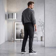 Men's Drawstring Waist Loose Fashion Casual Sports Pants, Autumn And Winter Style Simple But Not Minimalistic Men's Trousers With Side Pockets In Solid Color - Black - View 7