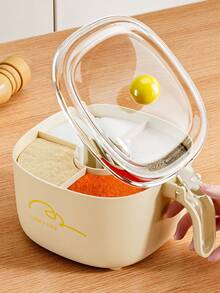 Simple Kitchen Spice Box With Four Compartments, Integrated Lid, Multi-Functional, Suitable For Home Use, For Storing Salt, Sugar, And Other Seasonings. - Multicolor - View 5