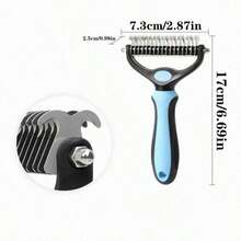 1pc 2 In 1 Pet Grooming Rake Stainless Steel Undercoat Brush Dematting Deshedding Comb Ergonomic Reusable Design Gentle On Pet Skin Prevent Irritation Summer Hair Care Tool For Cats Dogs Household Daily Pet Fur Cleaning Essential Supply Gift - Multicolor - View 7