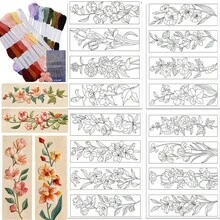 Pre-Printed Fun Floral Bookmarks Water-Soluble Pattern Stabilizer For Embroidery, Fun Themed Embroidery Applique Stickers, Suitable For Hand Sewing Enthusiasts And Beginners - B - View 18