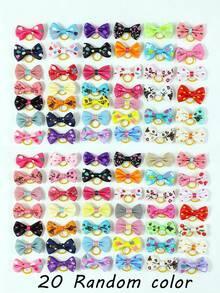 10/20pcs Random Assorted Cute Bow Hair Ties, Decorative Pet Cat Dog Grooming Hair Accessories, Warm Gift For Pets - Multicolor - View 9