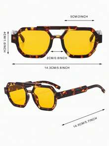 1 Pair Men's Leopard Print Double Bridge Aviator Frame Retro Motorcycle Style Street Fashion Glasses - Multicolor - View 4