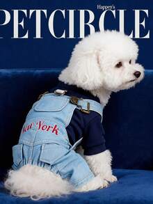PETCIRCLE 1PC Pet Clothes Small Dog Puppy Cute Letter Patch Pocket New York Overall - Multicolor - View 2