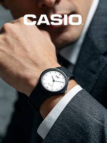 Casio 1 件男女通用石英模拟手表，简约圆形表盘轻巧腕表，MQ-24-7E - 黑色 - 查看 1