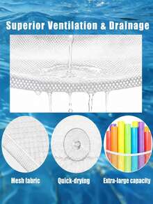 Suction Cup Hanging Mesh Pool Storage Bag, Off-The-Ground Hanging Storage For Pool Noodles, Floats, Buoys And Water Toys, Quick-Drying Breathable Mesh Pouch Swimming Storage Bag, Essential For Back To School Dorm Swimming Class, Suitable For Home Pool, Beach, Camping, Summer Swimming Enthusiasts And Family - Multicolor - View 8