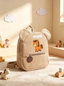1pc Mini Back To School Personalized Customized Backpack, Casual Cute Cartoon Pony Theme Print, Zipper Closure Nylon Material, Adjustable Shoulder Straps, Hand-Carry, Suitable For School, Shopping, Daily Outings, Outdoor Trips. Birthday Gift. - Multicolor - View 10