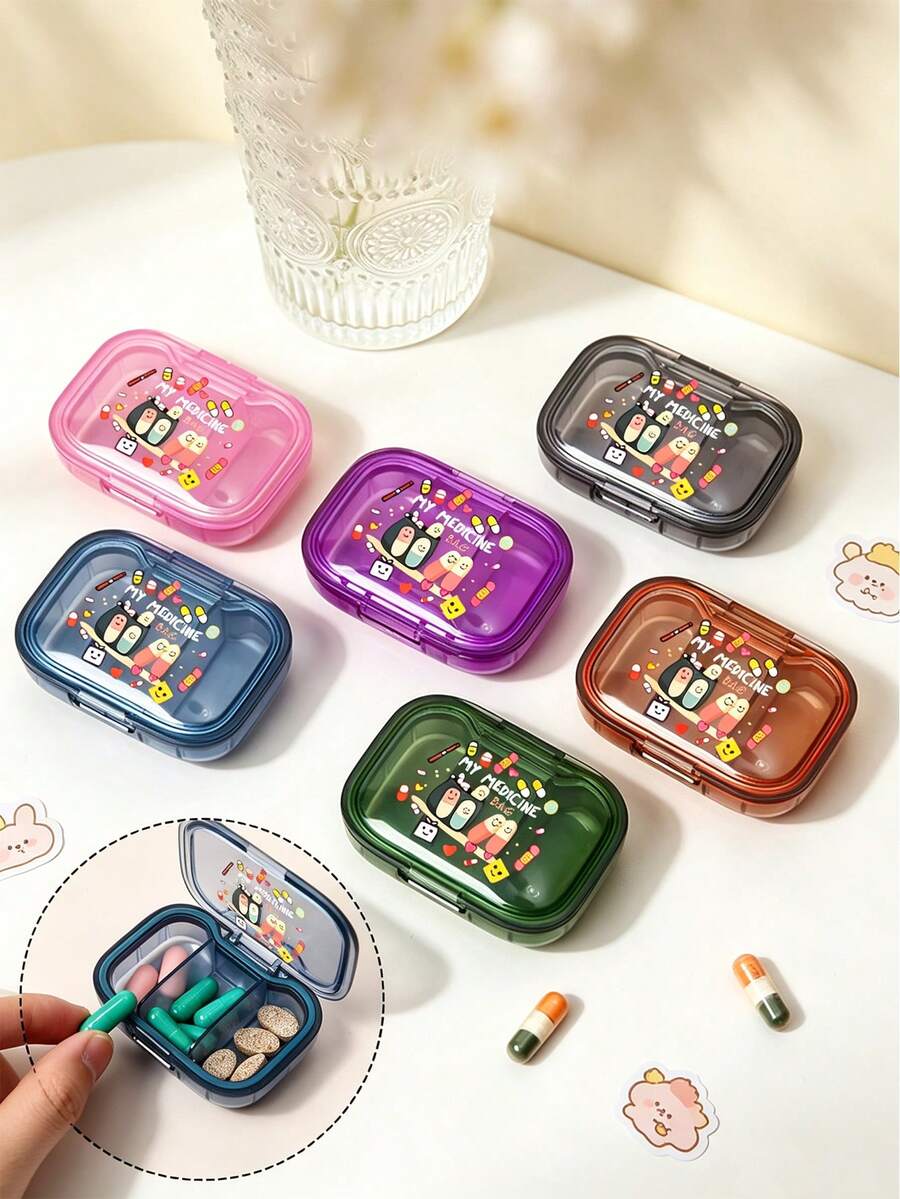 Cute Pill Pattern Small Pill Box, Portable Minimalist Pill Box With 3 Compartments, Medicine Storage Box Suitable For Home And Travel, Portable Travel Mini Pill Box, Waterproof And Moisture-Proof Pill Box, Suitable For Storing Pills, Pill Rings And Other Small Items, Wedding Bride Gift, Mother's Gift, Birthday Gift, Holiday Souvenir, Back To School Gift, Graduation Gift