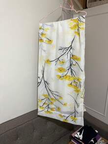2pcs Watercolor Yellow Floral Pattern Sheer Curtains, Decorated With Yellow Flowers And Black Branches, 2D Flat Print, Elegant Floral Pattern, Suitable For Living Room, Kitchen And Dining Room. - Multicolor - View 9