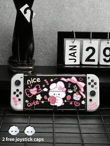New Switch 2 Protective Case (2025) Game Accessory, 1pc Compatible With Switch 2/Switch OLED/Switch NS/Lite, Cartoon Strawberry Rabbit Pattern Protective Shell, Storage Bag, Switch Battery Version Game Console Accessory Protective Case, Anti-Scratch Cover, Free Joystick Cap, Best Gift Compatible With Switch Game Players. - Multicolor - View 18