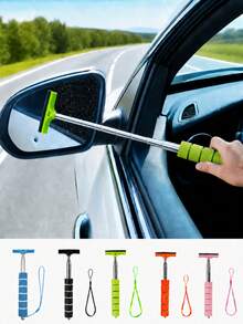 2 piezas/1 pieza Limpiaparabrisas retráctil para espejo retrovisor de coche, limpiaparabrisas de espejo retrovisor con poste telescópico, limpiador de ventanas portátil, adecuado para lluvia, niebla, nieve, cepillo para nieve, accesorio exterior para coche - PC 1 - Ver 10