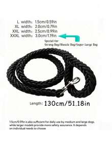 Heavy Duty Braided Nylon Dog Leash, Military/ Style, Durable 8-Strand Rope, Extra Thick & Reinforced For Large Dogs, Comfortable Padded Handle, Suitable For Alaskan Malamute, Pitbull, Labrador Retriever, Outdoor Walking, Hiking, Training & Camping, With Sturdy Clasp, Easy Control, Long-Lasting - Black - View 3