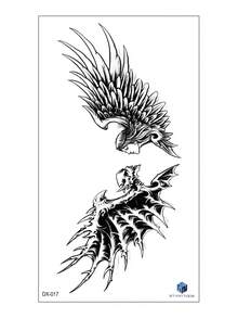 STARTTOOS Large Arm Tattoo Sticker For Men, Black Angel & Demon Dual Wing Pattern, Temporary Tattoo Sticker For Party Gift, DIY Holiday Gift, For Arm, Chest, Abdomen, Back, Leg, 1pc/Pack,Halloween Costume - Black - View 8