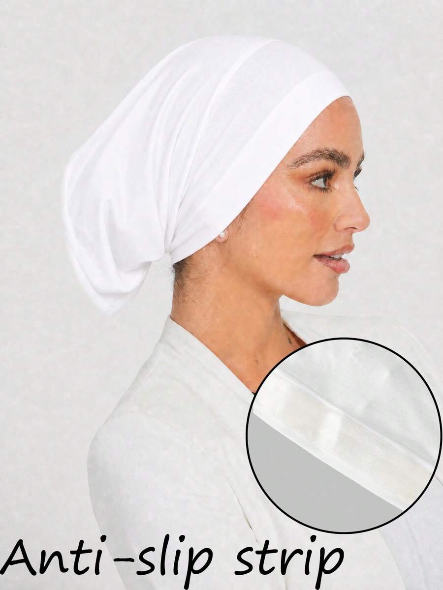 1PC Women's Solid Color Velvet Non-Slip Pull-On Cap, Comfortable Skin-Friendly Base Cap, Breathable Headscarf For Long Wear, Muslim Hijab Inner Cap, Suitable For Daily Use