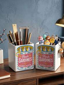 New Canned Sardine Pattern Tableware Storage Box, Multi-Functional Large Capacity Tableware Storage Box, Suitable For Storing Spoons, Forks And Knives, Ideal For Party And Kitchen Countertop Organization, Also Can Be Used For Storing Makeup Brushes, Cosmetics And Hair Clips - Multicolor - View 6