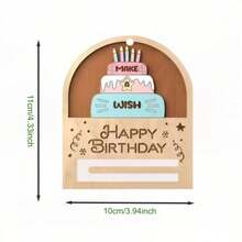 1pc 2D Wooden Birthday Greeting Card, Innovative Design With "Happy Birthday" Text And Birthday Cake Pattern, Perfect For Birthday Party Gift And Decoration, Also Suitable For Home Decor - Arched Birthday Card - View 4