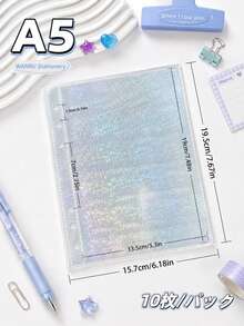 10入 A5 透明活頁貼紙收納頁，PP 透明活頁夾補充頁，適用於 DIY 貼紙相簿、計畫本、筆記本、日記本、剪貼簿、護照夾，學校與辦公用品 - 透明 - 查看 13