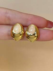 1 Pair Geometric Water Drop Stud Earrings, Fashionable Women's Summer Vacation Wear Gift - Teardrop Stud Earrings - View 5