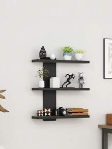 1pc Wall-Mounted Storage Shelf Decor Small Display Rack, Wall-Hanging Organizer Shelf, Minimalist Modern Wall Shelf For Home Bedroom - Black - View 8