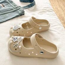 Women's Gentle Style Mary Jane Clogs, EVA Soft Sole, Comfortable Breathable Fashion Versatile Outdoor Beach Sandals - Khaki - View 1