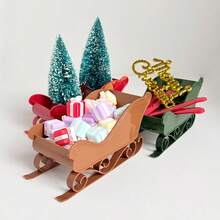 3-Color Mixed Christmas Sleigh Holiday Desktop Decor Mini Figurines, Festive Atmosphere Desktop Scene Decoration Props - 3-color Mixed Packaging - View 3