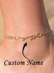 Customized Name Letter Anklet, Personalized Letter Anklet, Women's Customized Name Anklet, Customizable Jewelry Gift, Unique Nameplate Gift For Girlfriend And Friends, Stainless Steel Jewelry, 2026 Graduation Gift For Her Daughter And Friends, Unique Graduation Gift - Multicolor - View 2