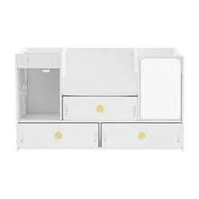 SHIOUCY White PVC Cosmetic Organizer, Vanity Storage Box, Makeup Organizer, Desktop Jewelry Storage Drawer Case With Mirror For Home Bedroom Dormitory - White - View 5