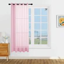 1pc And 2pcs Transparent Curtains/Minimalist Solid Color Transparent Curtains/Top Lock Ring Design/Plain Color Light Filtering Curtains/Light Balance Filtering Sunlight/Living Room Transparent Curtains/Living Room Transparent Curtains/Study Room Transparent Curtains/Cabinet Cover Curtains/Pink Curtains - Baby Pink - View 22