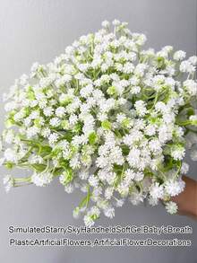 White Artificial Baby's Breath Flowers, Realistic Touch, Suitable For Wedding, Party, Home Garden Decoration, Handmade Texture Artificial Flower Bouquet, Suitable For Home Outdoor Yard Garden Decoration, White Artificial Baby's Breath, White Baby's Breath - 29cm - Artificial Plastic Material, White Artificial Flower - White - View 6