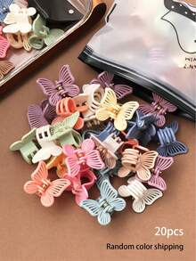 20pcs Spring Color Mini Butterfly Hair Clips,Cute Princess Style Small Hair Clips,Versatile Bangs Flyaway Hair Clips - Multicolor - View 7