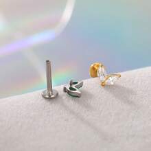 SWANJO 1 chiếc khuyên tai đinh tán ren trong bằng titan hình marquise cho xỏ tragus và helix, trang sức sụn tai - TC361 - Xem 4