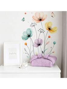 1pc Watercolor Transparent Butterfly Wall Sticker, Minimalist Nordic Removable Self-Adhesive Floral Wall Decal For Bedroom Living Room, Cozy Soft Home Decor - Transparent Butterfly - View 1