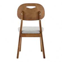Modern Style Dining Chair Set (2 Pieces) / Oval Solid Wood Dining Chairs With Backrest / Wooden Chairs With Carrying Handles / Upholstered Kitchen Chairs / Suitable For Dining Room And Living Room - 灰+胡桃木色 - 查看 10