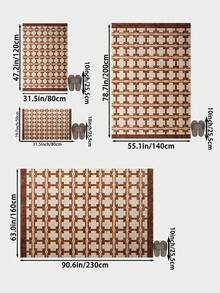 1 buah Karpet Ruang Tamu Geometris Cokelat Kemerahan. Cocok untuk Dapur, Ruang Makan, Kamar Tidur, Dekorasi Liburan, Dalam/Luar Ruangan, Kantor, Lobi, Keset Anti Selip, Karpet Kamar Mandi, Lorong, Karpet Area Belajar/Bermain Game. - Rust Brown - View 2