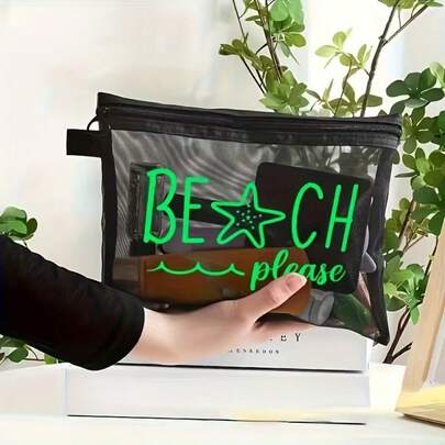 メッシュメイクアップバッグ トイレタリー収納ポーチ トラベルアクセサリー