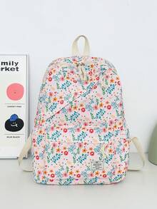 3 PiecesCasual College Style Floral Pattern Backpack Set, Includes Backpack, Lunch Bag And Pencil Case, With Laptop Compartment, Adjustable Shoulder Straps, Multi-Pocket Large Capacity, Multi-Function School Bag Set, Suitable For Girls/Teens/College Students/Graduates Daily Use/Vacation/Travel/Back To School. - 2347 - View 17