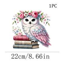 1/2/3pcs Floral Wreath Book Owl Heat Transfer Sticker, Artistic Watercolor Floral Animal DIY Print, Suitable For T-Shirt, Hoodie, Canvas Bag, Pillow - Multicolor - View 2
