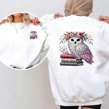 1/2/3pcs Floral Wreath Book Owl Heat Transfer Sticker, Artistic Watercolor Floral Animal DIY Print, Suitable For T-Shirt, Hoodie, Canvas Bag, Pillow - Multicolor - View 8