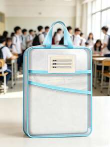 1pc L-Shaped Large Opening Mesh Zipper File Bag, Student Tote Bag For Exams, Tutoring, Homework Storage, 3-Layer Compartment, Large Capacity, Thickened Mesh, Flexible And Wear-Resistant, Storage Bag For Student Homework, Exam Hall, Office And Daily Use - View 3