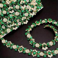 1pc Rhinestone Sewing Craft Chain, Diamond Art Elegant Minimalist Body Chain, Green Rhinestone Trim Chain Decoration, Claw Chain, Crystal Rhinestone Chain, Shiny DIY Trim Diamond Art Accessory, Clothing Decoration Diamond Shoulder Strap Adjustable Crystal Shoulder Chain Accessory - Multicolor - View 17