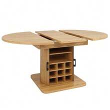Extendable Dining Table With Storage, Multifunctional Table With Removable Shelves, Space-Saving Kitchen Table For Small Rooms And Dining Rooms, MDF Tabletop, Natural Brown. - 棕色 - 查看 5