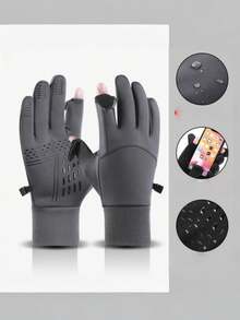 1 Pair Men's Winter Cycling Gloves, Outdoor Sports Running Motorcycle Skiing Touchscreen Anti-Slip Warm Full Finger Gloves - Multicolor - View 7